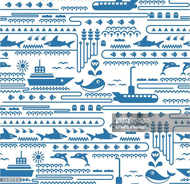 ocean texture - cartoon whale stock illustrations