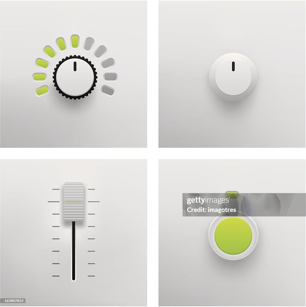 ボタン、スライダー、フェーダーベクター
