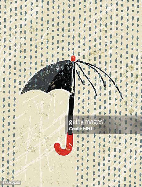 broken umbrella and rain - sentriesvintage stock illustrations