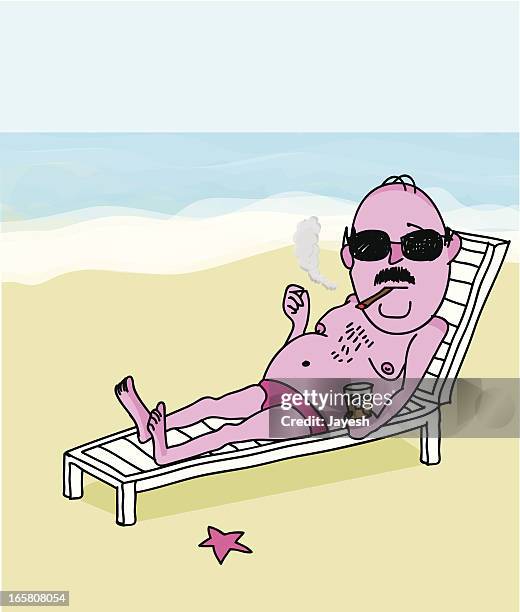 sexy beach - funny tourist stock illustrations