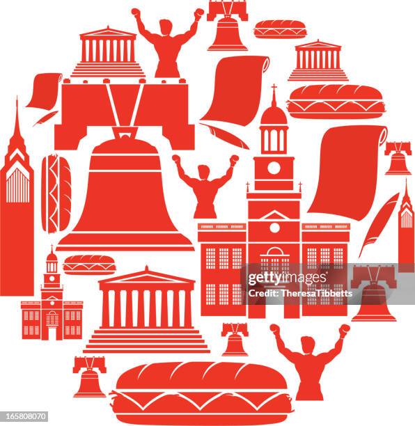 philadelphia symbol montage - image montage cartoon stock-grafiken, -clipart, -cartoons und -symbole