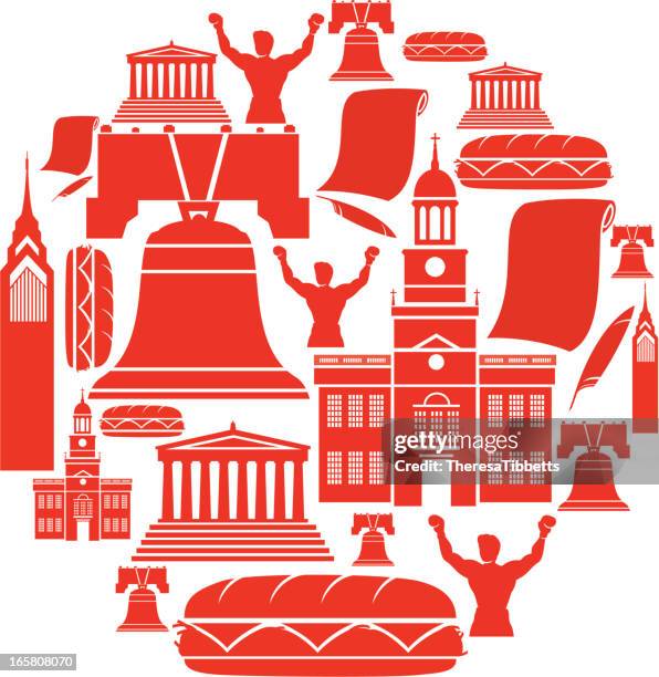 philadelphia symbol montage - historisches dokument stock-grafiken, -clipart, -cartoons und -symbole