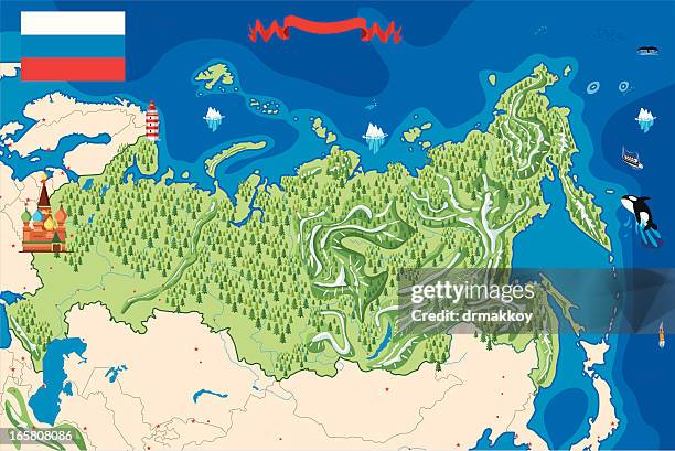 karte von russland - baikal stock-grafiken, -clipart, -cartoons und -symbole