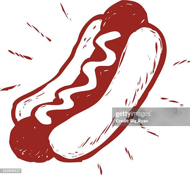 ilustraciones, imágenes clip art, dibujos animados e iconos de stock de bocetos perrito caliente - hot dog