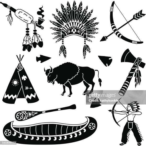 native american icon - american indian headdress stock-grafiken, -clipart, -cartoons und -symbole