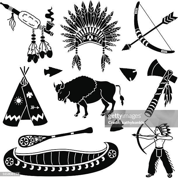 native american icons - teepee stock illustrations