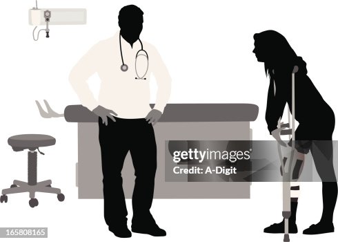 On Crutches Vector Silhouette On Crutches Vector Silhouette