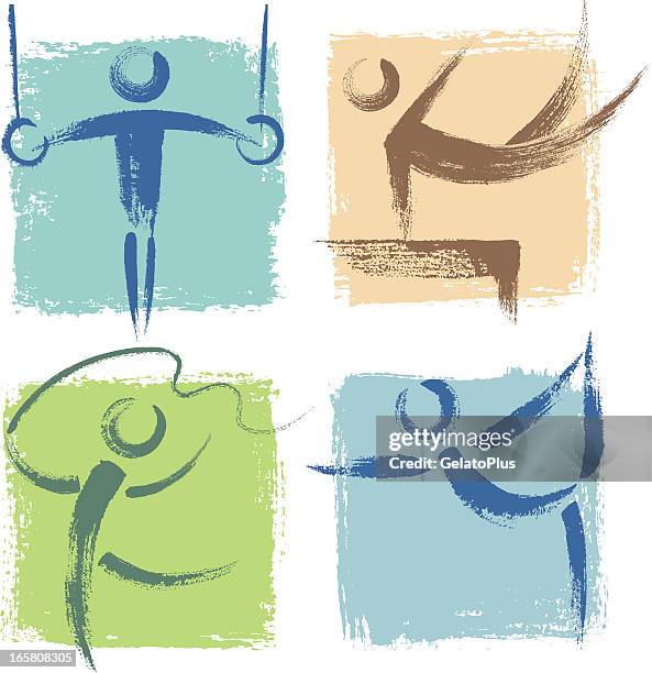 illustrations of many different sports icons - ribbon routine rhythmic gymnastics stock illustrations