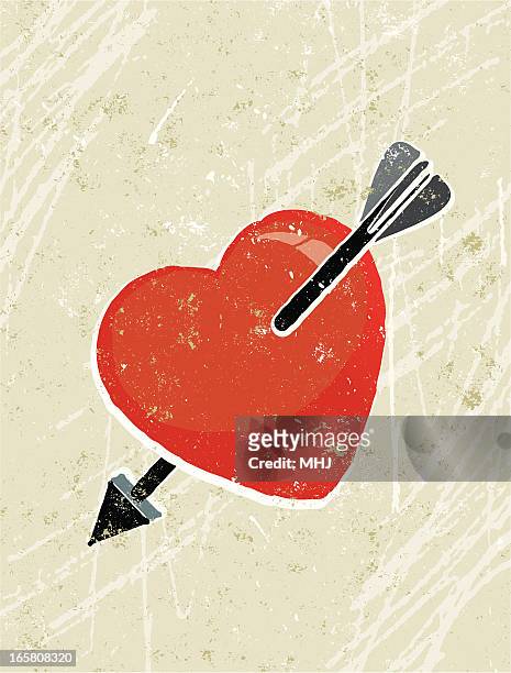 arrow and heart - pierced stock illustrations