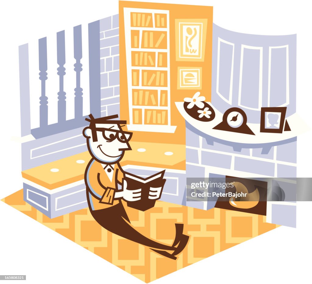 Man reading in his study room