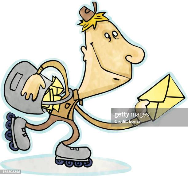 mail man - rollerskates stock illustrations