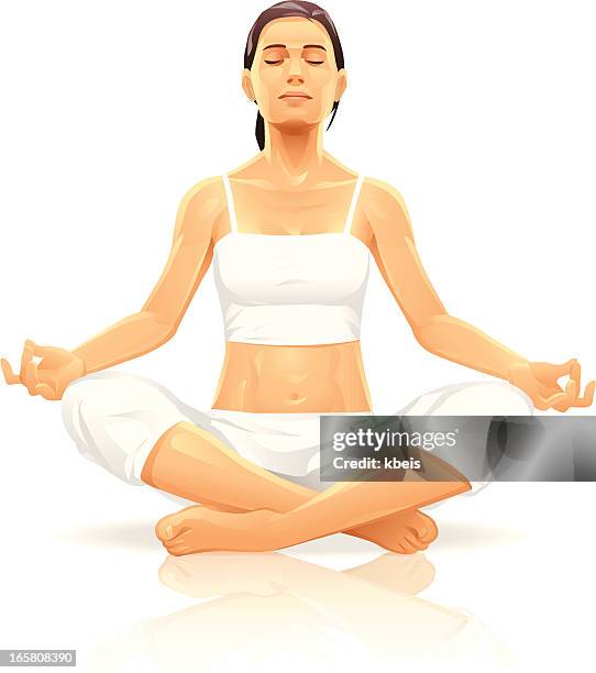 ilustraciones, imágenes clip art, dibujos animados e iconos de stock de mujer joven meditando - braided hair