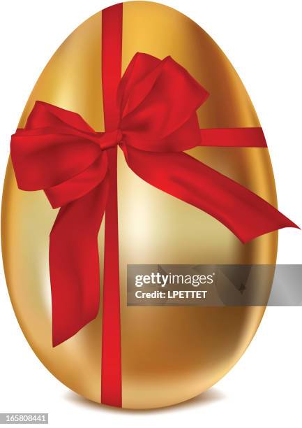 golden easter egg - vector illustration - red easter eggs stock illustrations
