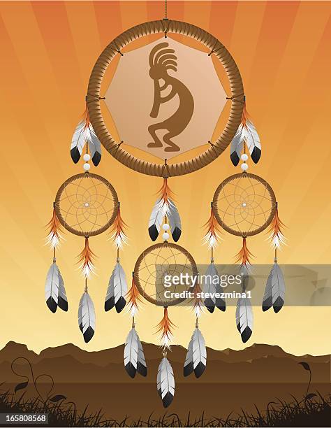 indianischer traumfänger kokopelli - apache culture stock-grafiken, -clipart, -cartoons und -symbole