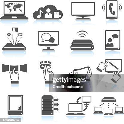 Internet network communications black & white vector icon set Internet network communications black & white vector icon set
