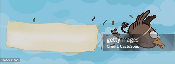 bird and banner - holding two things stock illustrations