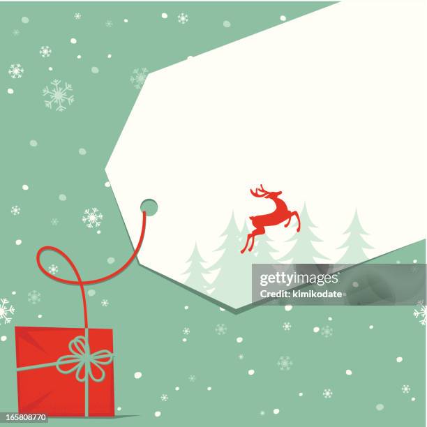 christmas gift with tag - winter running stock illustrations