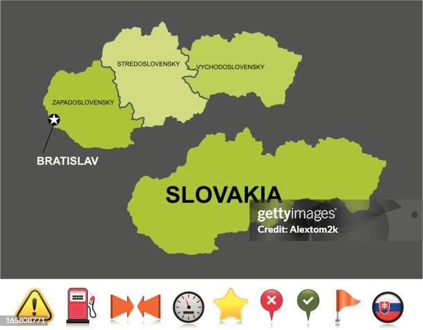 slovakia navigation map - slovakia map stock illustrations