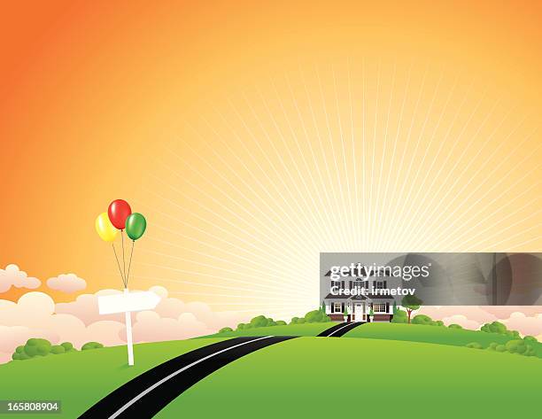 dream house - sunset road stock illustrations