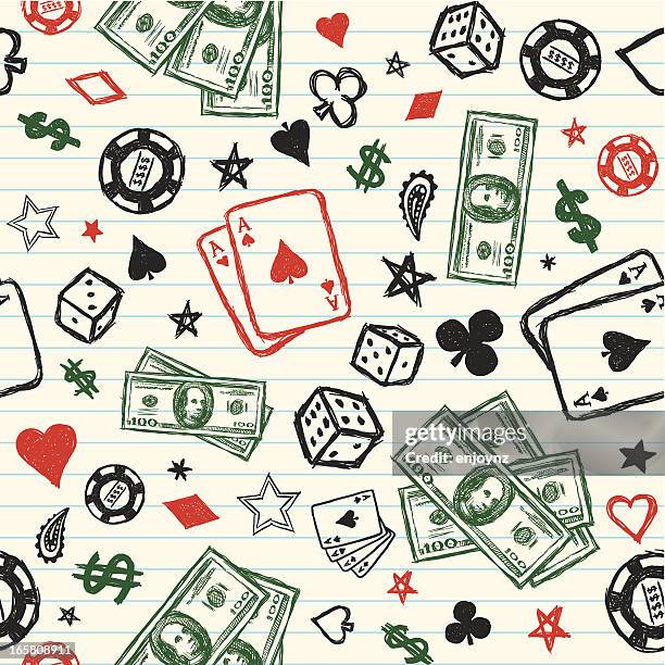 seamless sketchy gambling background - poker wallpaper stock illustrations