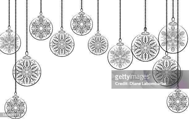 black victorian style christmas ornaments border - victorian design stock illustrations