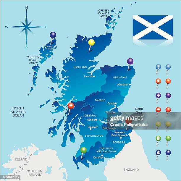 illustrations, cliparts, dessins animés et icônes de carte de l'écosse - scotland