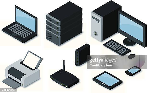 stockillustraties, clipart, cartoons en iconen met computer equipment icons - computer