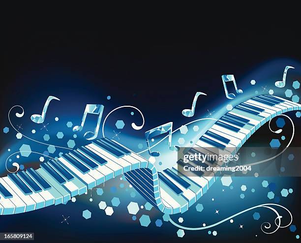 illustrations, cliparts, dessins animés et icônes de musique de nuit - clavier de piano