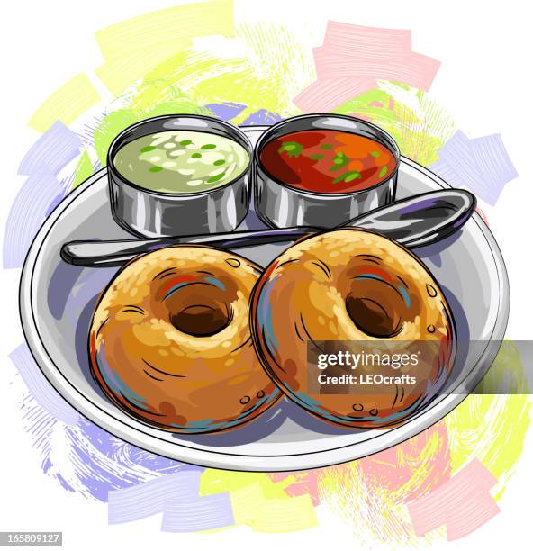 tasty indian cuisine/vada - indian curry stock illustrations