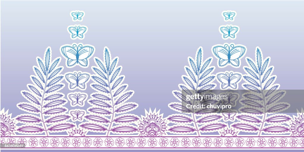 Floral seamless openwork lace border