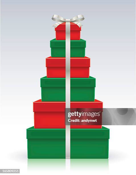 christmas present tree - boxes stacked stock illustrations