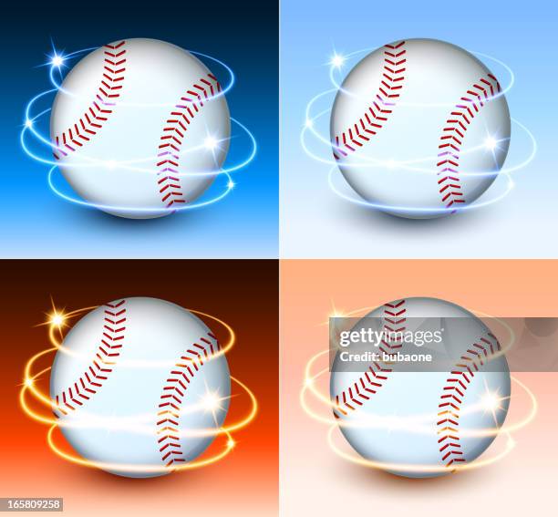 baseball with abstract lights on color background - baseball trajectory stock illustrations