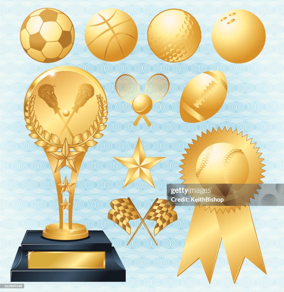 Sports Winner Ribbon Sports Trophy And Award Ribbon Baseball Football High-Res Vector ...