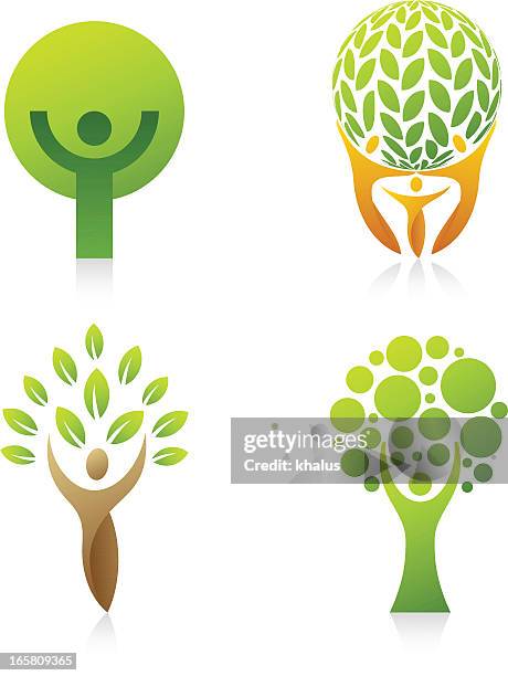 people tree | set 2 - three people icon stock illustrations