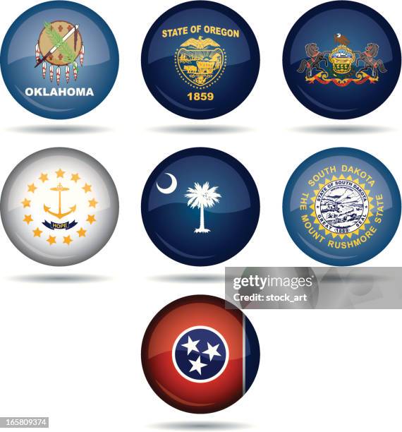 usa flag buttons - oklahoma state flag stock illustrations