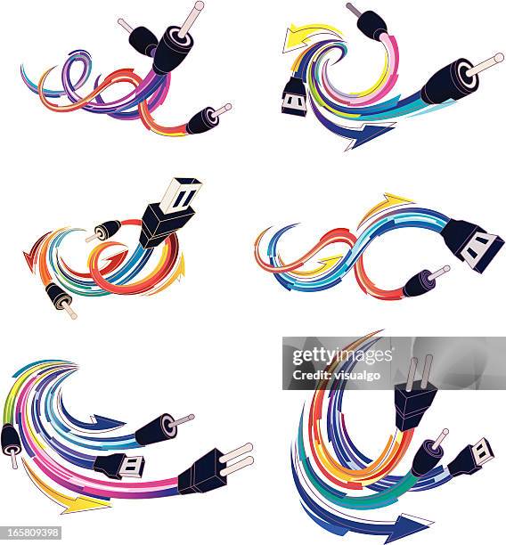 computer plugs - usb plug in stock illustrations