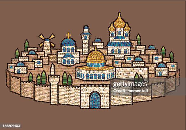 ilustrações, clipart, desenhos animados e ícones de mosaico de jerusalém - muro das lamentações