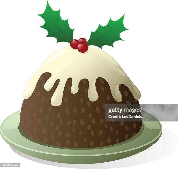 christmas pudding cartoon - christmas pudding stock illustrations