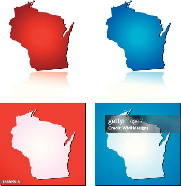 red blue wisconsin - wisconsin state stock illustrations