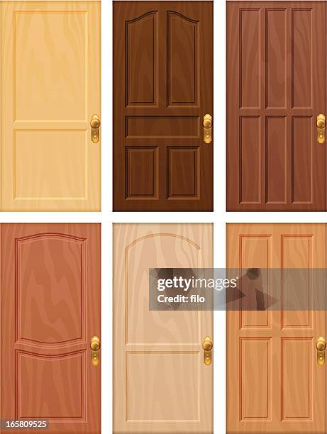 illustrations, cliparts, dessins animés et icônes de des portes en bois - porte en bois