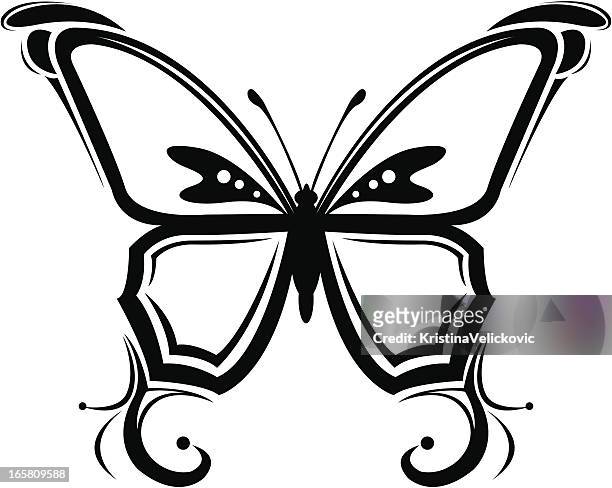 butterfly tattoo - butterfly tattoos stock illustrations