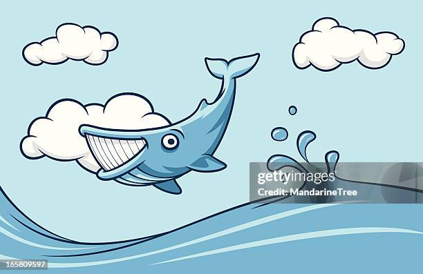 happy whale - blue whale stock illustrations