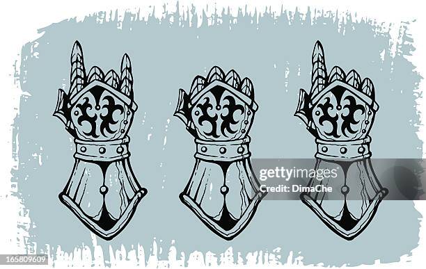 illustrations, cliparts, dessins animés et icônes de gants épais en métal - armure