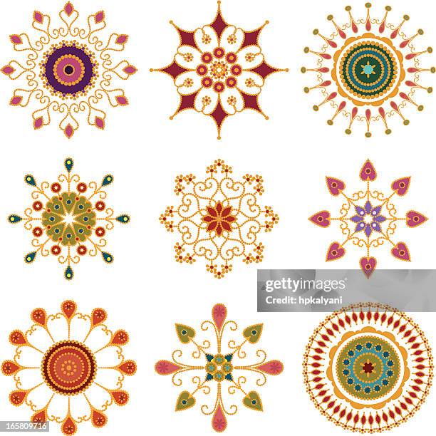 fresh air mini mandalas - indian pattern stock illustrations