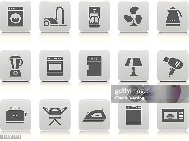 haushaltsgeräte icon-set - freezer icon stock-grafiken, -clipart, -cartoons und -symbole