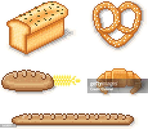 pixel art bread - whole wheat bread stock illustrations