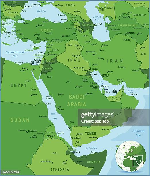 green map of middle east - middle east map vector stock illustrations