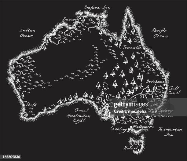 antique australia - australia map stock illustrations