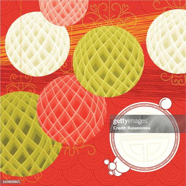chinese invitation with lanterns - paper lantern white stock illustrations