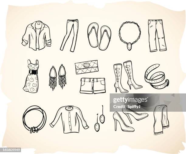 stockillustraties, clipart, cartoons en iconen met sketch clothing icon series 2 - dress